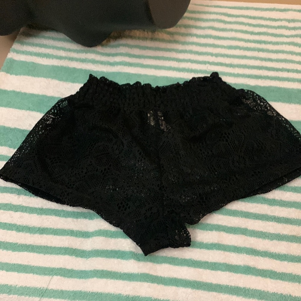 OP black lace swim cover up shorts with pockets
